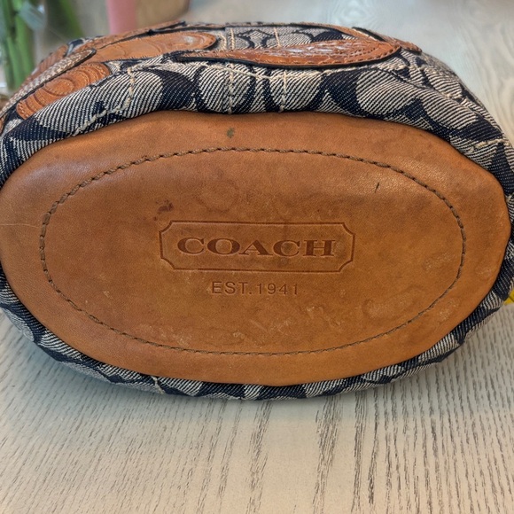 Vintage Coach Floral Hobo Bag - RARE! Blue and Tan - Picture 3 of 8